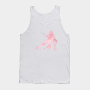 Baseball Player Catcher Watercolor Blush Pink Silhouette Tank Top